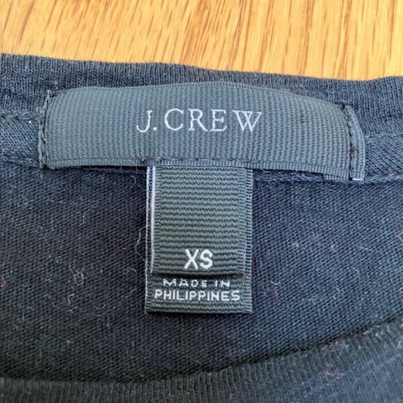 J. Crew Short Sleeve Black Tee with lace hem Size XS - Picture 3 of 7